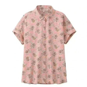 ‘Iilani Women’s Pink Hawaiian Classics Shirt Large Lightweight Vogue Vacation